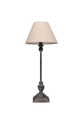 KDMD Incia Stem Table Lamp - Handcrafted Grey-Washed Wood & Linen Shade in Grey