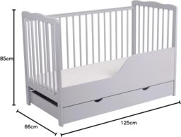 MCC Direct CozyCubs Wooden Baby Cot Bed Crib With Mattress & Drawer Brooklyn in White - Size: 1 Pack - thumbnail 5
