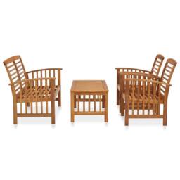 Berkfield Home 4 Piece Garden Lounge Set Solid Acacia Wood in Brown - thumbnail 2