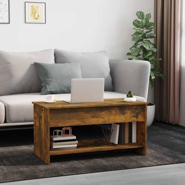 Berkfield Home Modern Coffee Table Smoked Oak 102x50x52.5 cm Engineered Wood in Brown - image 1