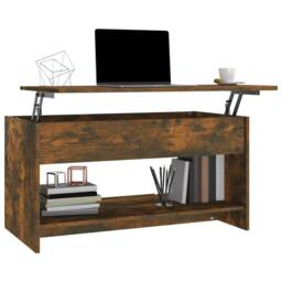 Berkfield Home Modern Coffee Table Smoked Oak 102x50x52.5 cm Engineered Wood in Brown - thumbnail 4