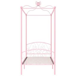 Berkfield Home Canopy Bed Frame Pink Metal 100x200 cm - thumbnail 3