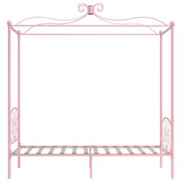 Berkfield Home Canopy Bed Frame Pink Metal 100x200 cm - thumbnail 4