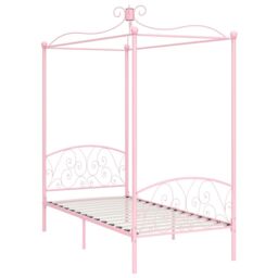Berkfield Home Canopy Bed Frame Pink Metal 100x200 cm - thumbnail 2