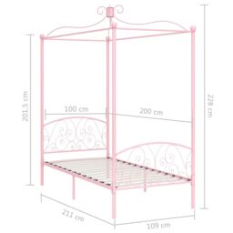 Berkfield Home Canopy Bed Frame Pink Metal 100x200 cm - thumbnail 6