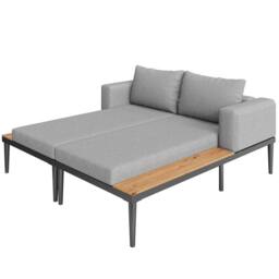 Matteo Modular Outdoor Double Chaise Lounge, Waterproof Cushions in Grey - thumbnail 6