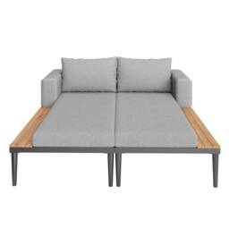 Matteo Modular Outdoor Double Chaise Lounge, Waterproof Cushions in Grey - thumbnail 5