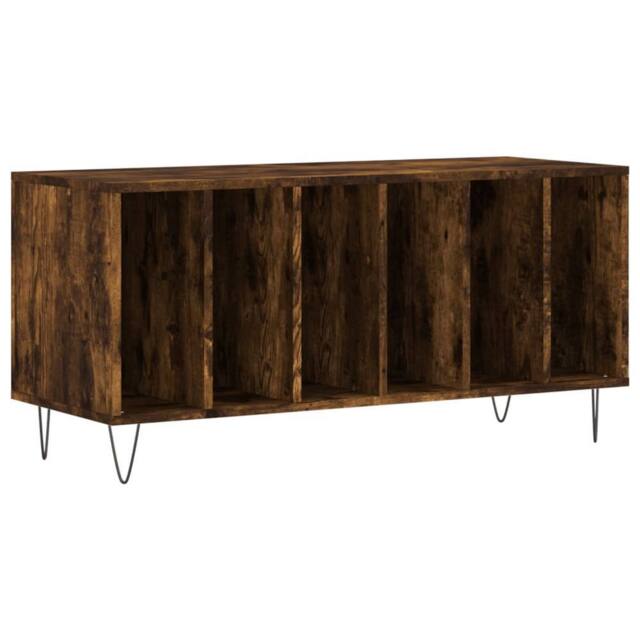 Berkfield Home Record Cabinet Smoked Oak 100x38x48 cm Engineered Wood in Brown - Size: 100 x 38 x 48 cm - image 1