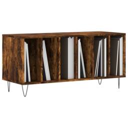 Berkfield Home Record Cabinet Smoked Oak 100x38x48 cm Engineered Wood in Brown - Size: 100 x 38 x 48 cm - thumbnail 3
