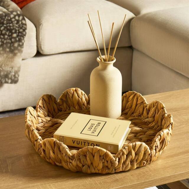 OHS Scallop Seagrass Tray Woven Water Hyacinth Decorative Organiser in Natural - image 1