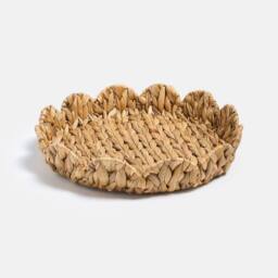 OHS Scallop Seagrass Tray Woven Water Hyacinth Decorative Organiser in Natural - thumbnail 4
