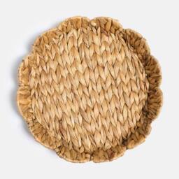 OHS Scallop Seagrass Tray Woven Water Hyacinth Decorative Organiser in Natural - thumbnail 3