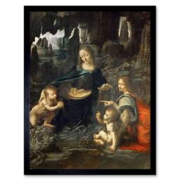 "Artery8 Leonardo Da Vinci Virgin Of The Rocks Painting 12x16"" Framed Art Print - Size: W12"" x H16""" - thumbnail 1