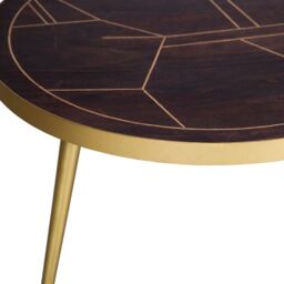 IH Design Jusleen Solid Mango Wood Round Coffee Table in Brown - thumbnail 3