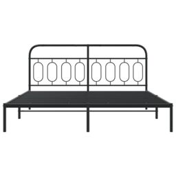 Berkfield Home Metal Bed Frame without Mattress with Headboard Black 183x213cm - Size: 183x213 cm - thumbnail 4