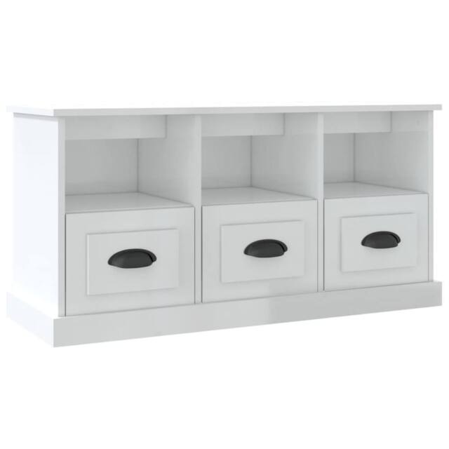 Berkfield Home TV Cabinet High Gloss White 100x35x50 cm Engineered Wood - Size: 100 x 35 x 50 cm - image 1