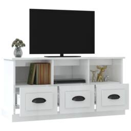 Berkfield Home TV Cabinet High Gloss White 100x35x50 cm Engineered Wood - Size: 100 x 35 x 50 cm - thumbnail 5