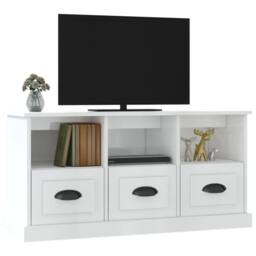 Berkfield Home TV Cabinet High Gloss White 100x35x50 cm Engineered Wood - Size: 100 x 35 x 50 cm - thumbnail 4