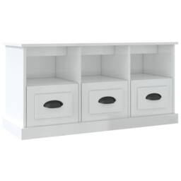 Berkfield Home TV Cabinet High Gloss White 100x35x50 cm Engineered Wood - Size: 100 x 35 x 50 cm - thumbnail 1
