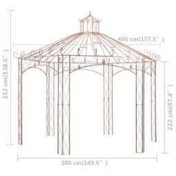 Berkfield Home Garden Pavilion Antique Brown 4 m Iron - thumbnail 6