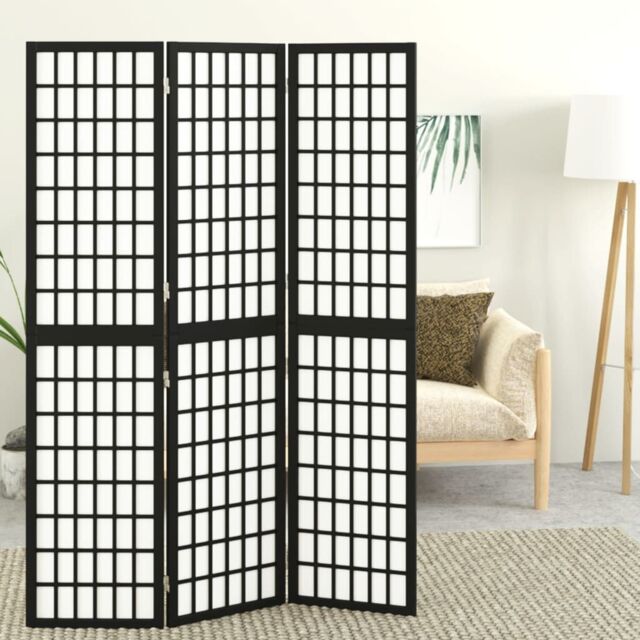 Berkfield Home Folding 3-Panel Room Divider Japanese Style 120x170 cm Black - image 1