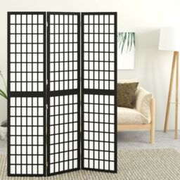 Berkfield Home Folding 3-Panel Room Divider Japanese Style 120x170 cm Black - thumbnail 1