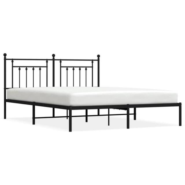Berkfield Home Metal Bed Frame with Headboard Black 160x200 cm - image 1