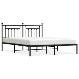 Berkfield Home Metal Bed Frame with Headboard Black 160x200 cm - thumbnail 1