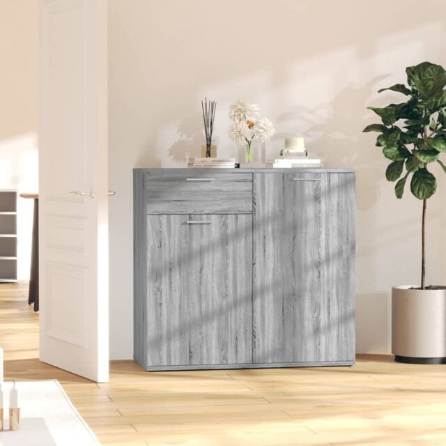 Berkfield Home Sideboard Grey Sonoma 80x36x75 cm Engineered Wood - Size: 80 x 36 x 75 cm - image 1