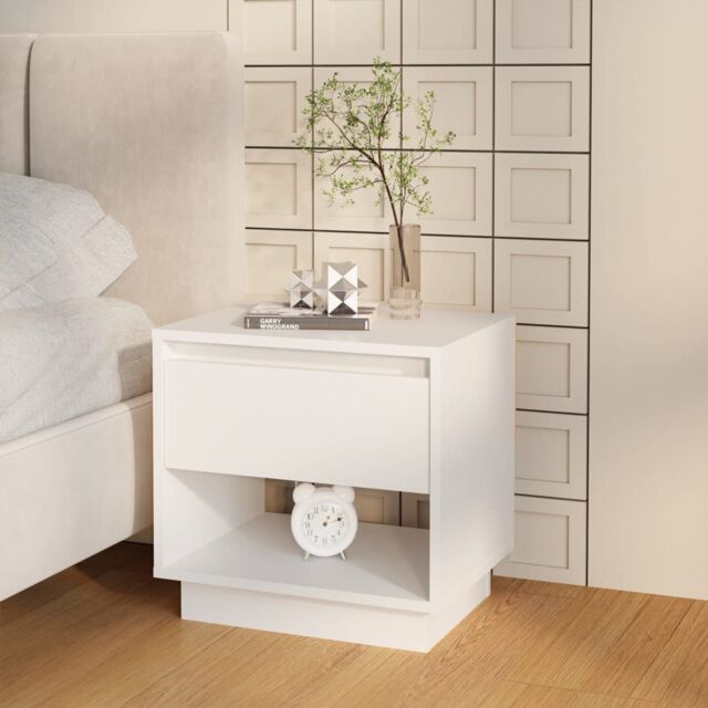 Berkfield Home Bedside Cabinet White 45x34x44 cm Engineered Wood - Size: 45 x 34 x 44 cm - image 1