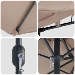 Berkfield Home Garden Parasol Folding Taupe 385 x 209 x 244 cm Fabric - thumbnail 7
