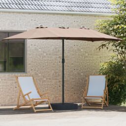 Berkfield Home Garden Parasol Folding Taupe 385 x 209 x 244 cm Fabric - thumbnail 3
