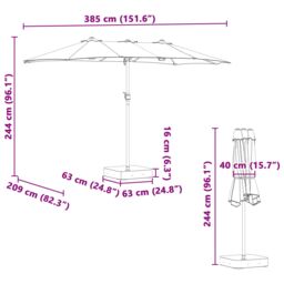 Berkfield Home Garden Parasol Folding Taupe 385 x 209 x 244 cm Fabric - thumbnail 9