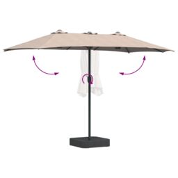 Berkfield Home Garden Parasol Folding Taupe 385 x 209 x 244 cm Fabric - thumbnail 8