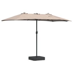 Berkfield Home Garden Parasol Folding Taupe 385 x 209 x 244 cm Fabric - thumbnail 6