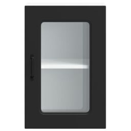 Berkfield Home Kitchen Wall Cabinet with Glass Door Kalmar Black Engineered Wood - thumbnail 6