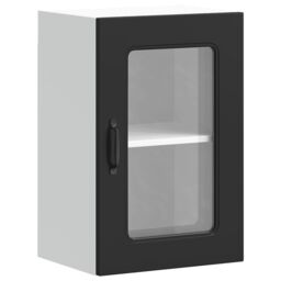 Berkfield Home Kitchen Wall Cabinet with Glass Door Kalmar Black Engineered Wood - thumbnail 2