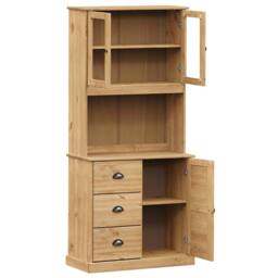Berkfield Home Highboard VIGO 78x40x175 cm Solid Wood Pine in Brown - Size: 78 x 40 x 175 cm - thumbnail 4