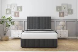 "Sloomy Langston Dumfries Divan Set 2 Drawers-26"" Headboard-Footboard in Dark Grey - Size: Double" - thumbnail 2