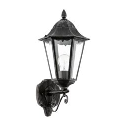 Loops IP44 Outdoor Wall Light Black & Silver Patina Up Lantern 1 x 60W E27 Bulb - thumbnail 1