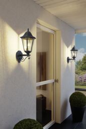 Loops IP44 Outdoor Wall Light Black & Silver Patina Up Lantern 1 x 60W E27 Bulb - thumbnail 4