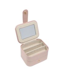 JFY Women's Mirror 2 Layers Jewellery Storage Box in Pink - thumbnail 2