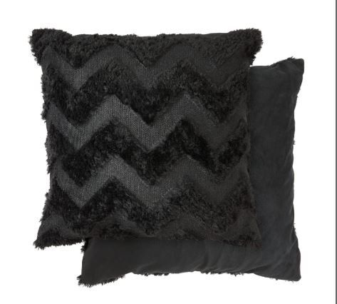 New Edge Blinds Newton Zig Zag Collection Soft Touch Cushion Cover in Black - Size: 43 cm x 43 cm - image 1