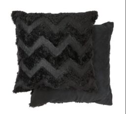 New Edge Blinds Newton Zig Zag Collection Soft Touch Cushion Cover in Black - Size: 43 cm x 43 cm - thumbnail 1