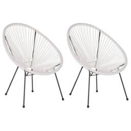 Wyld and Coco White PE Rattan Papasan Chairs Two Piece Modern Round Indoor - thumbnail 2