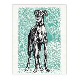 Artery8 Moriz Jung Dog Lover Greyhound Animal Portrait Framed Wall Art Print in Blue - Size: A4 - thumbnail 3