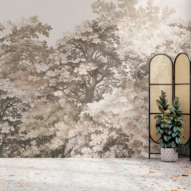 Superfresco Easy Forest Canopy Oatmeal Print To Order 3m x 2.8m Mural in Beige - image 1