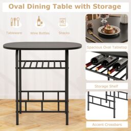 Gymax 3 PCS Wood Grain Dining Table Set Kitchen Table & Chairs in Black - thumbnail 5