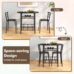 Gymax 3 PCS Wood Grain Dining Table Set Kitchen Table & Chairs in Black - thumbnail 8