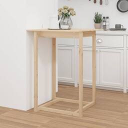 Berkfield Home Bar Table 80x80x110 cm Solid Wood Pine in Light Tan - Size: 80 x 80 x 110 cm - thumbnail 2